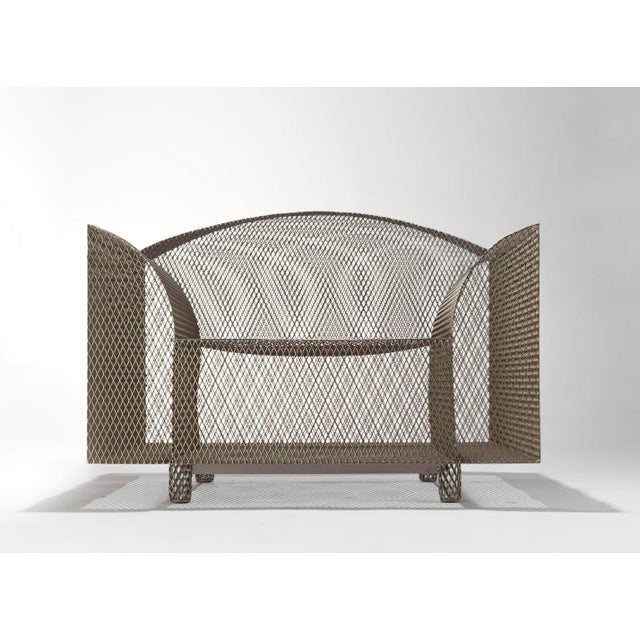 Rare set of "How High the Moon" armchairs by Shiro Kuramata in nickel-plated expanded steel. Vitra label. This is a very...