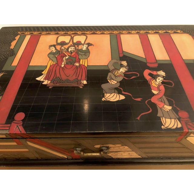 Black Chinoiserie Console Table Black Lacquerware Early20C For Sale - Image 8 of 10