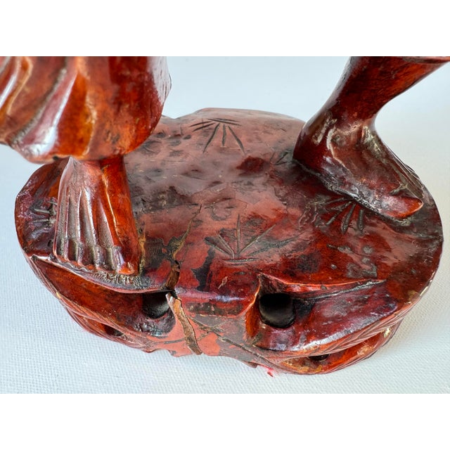 Chinese Mid-Century Hand-Carved Chinese Fisherman Statue For Sale - Image 3 of 10