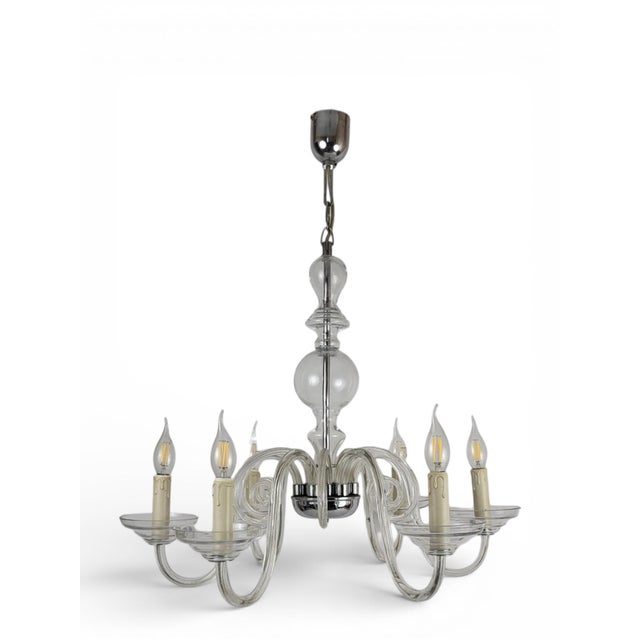 Bohemian Crystal 6-Light Chandelier, 1970s For Sale - Image 8 of 17
