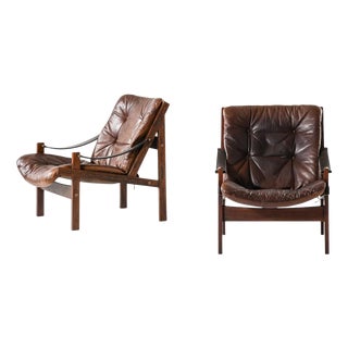 Leather Easy Chairs by Torbjørn Afdal for Bruksbo, 1962, Set of 2 For Sale
