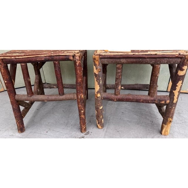 Early 20th Century Pair Adirondack Rustic Twig Fan-Back Side Chairs With Hollywood Provenance For Sale In Los Angeles - Image 6 of 6