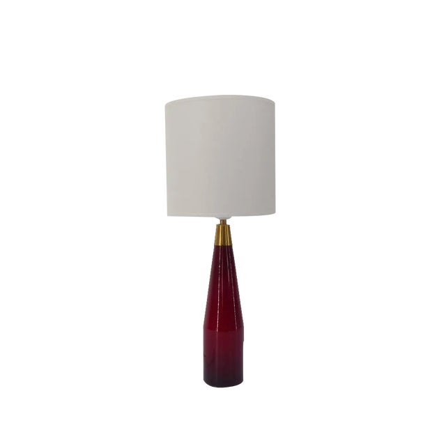 Lamp Scandinavian Red Glass Lamp from Kastrup, Denmark, 1959 For Sale
