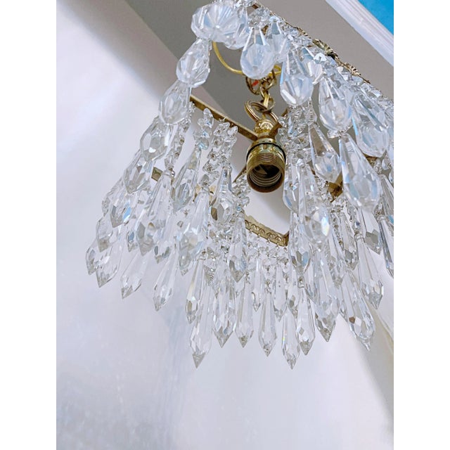 Brass 1920's Italian Brass Rim Chandelier For Sale - Image 8 of 11