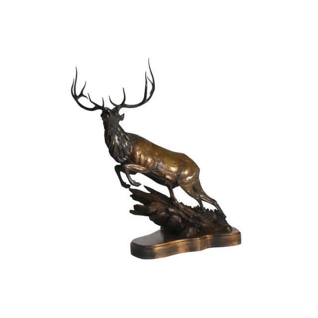 James Stafford "Flight" Bronze Elk Sculpture For Sale - Image 10 of 11