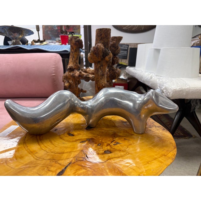 Mid-Century Modern 1970s Art Deco Style Pewter Squirrel For Sale - Image 3 of 9