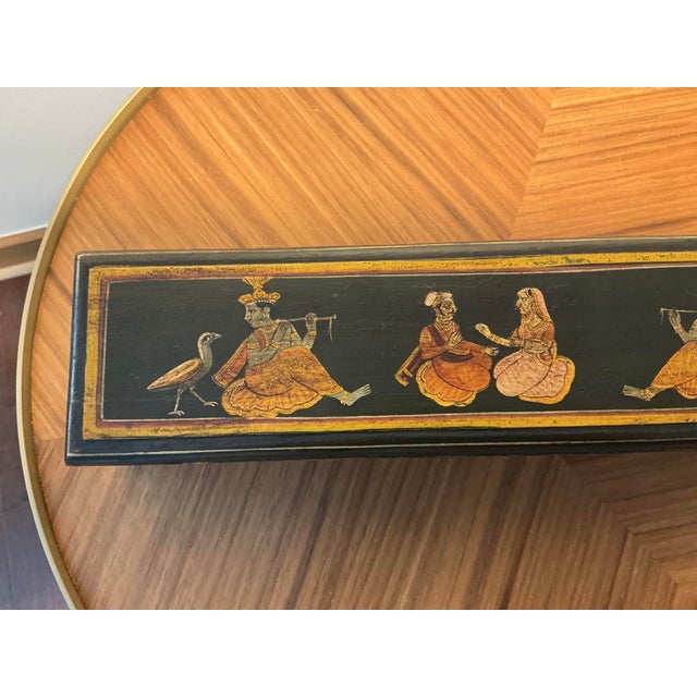 Vintage Hand-Painted Indian Wooden Box With Figural Court Scene For Sale - Image 11 of 14