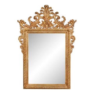 Vintage Carved Italian Gilt Mirror For Sale