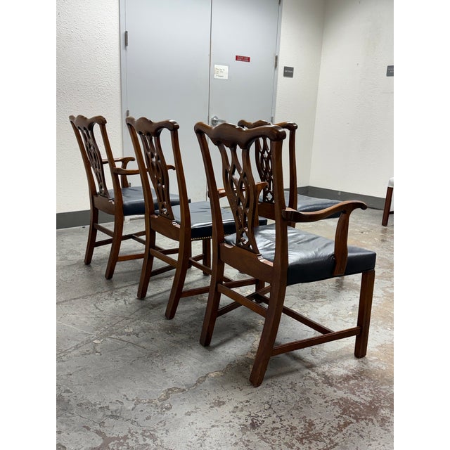 Early 21st Century Georgian Carved Mahogany Dining Chairs, Set of Four For Sale - Image 5 of 12