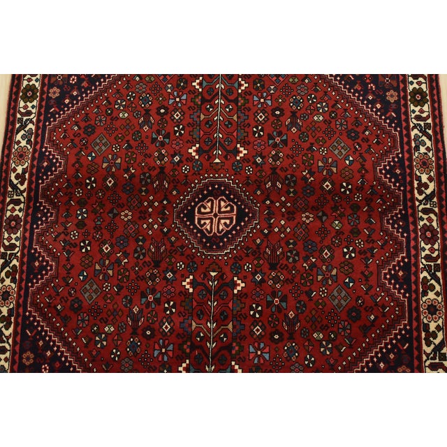 2000 - 2009 Abadeh Rug 3’7” X 5’3” Red Wool Vintage Tribal Hand-Knotted Oriental Carpet For Sale - Image 5 of 12