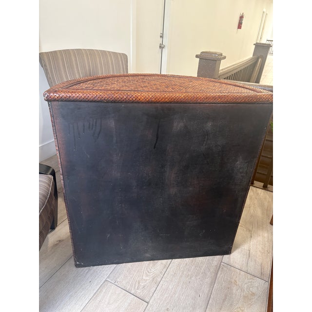 Chestnut 1980s Costal Rattan Demi-Lune Cabnit/Bar For Sale - Image 8 of 12