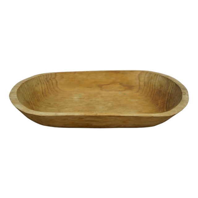 Vintage Oak Farmhouse Dough Bowl Bin Trough Trencher Treen 20" For Sale