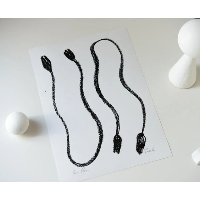 Contemporary "Tassels" Contemporary Abstract Oil Pastel Drawing For Sale - Image 3 of 4