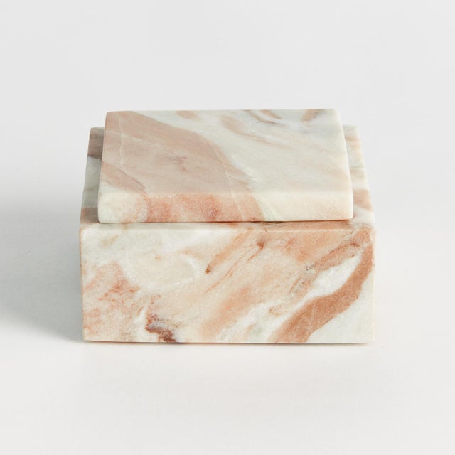 Contemporary Jaqueline Marble Square Lidded Box Short For Sale - Image 3 of 6