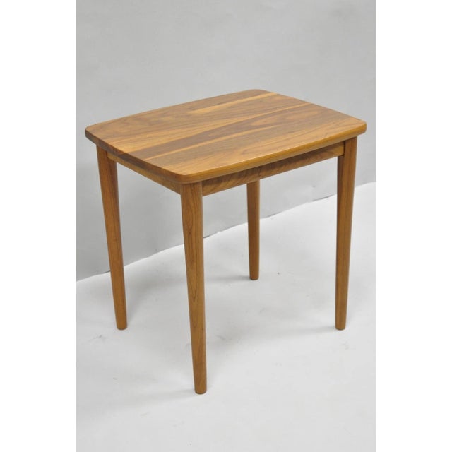 Contemporary Mid Century Danish Modern Style Small Teak Drinks Side Table For Sale - Image 11 of 14