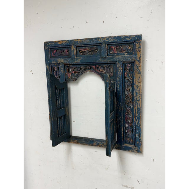 Boho Chic Indonesian Carved Wood Window Wall Decor For Sale - Image 3 of 12