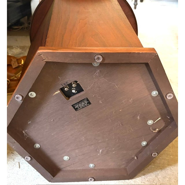 Mid Century Octagonal Walnut End Tables, Floor Speakers For Sale - Image 11 of 11