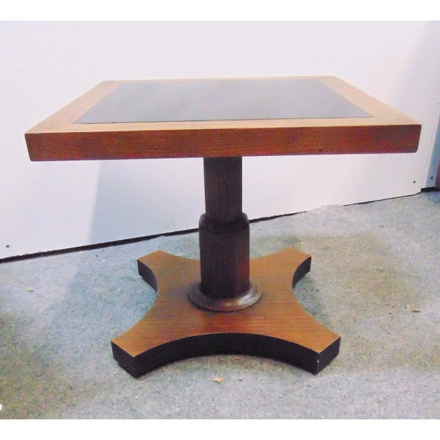 Mid-Century Modern Baker Mid-Century Modern Oak/ Slate Side Tables - a Pair For Sale - Image 3 of 8