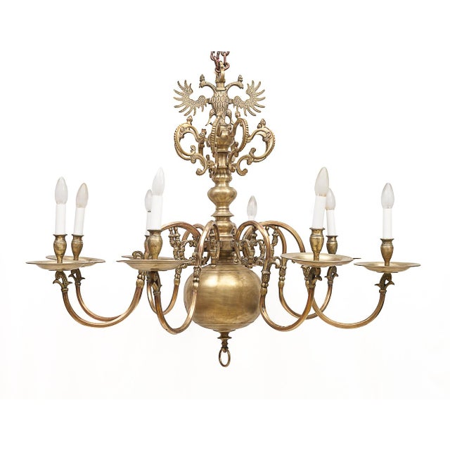 Dutch Brass 8-Light Chandelier For Sale - Image 11 of 11