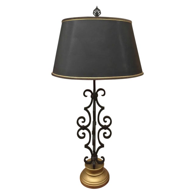 Wrought Iron Mediterranean Style Table Lamp For Sale - Image 4 of 4