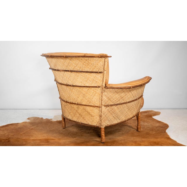 Pacific Green 'Navajo' Cognac Leather & Rattan Lounge Chair For Sale - Image 10 of 18