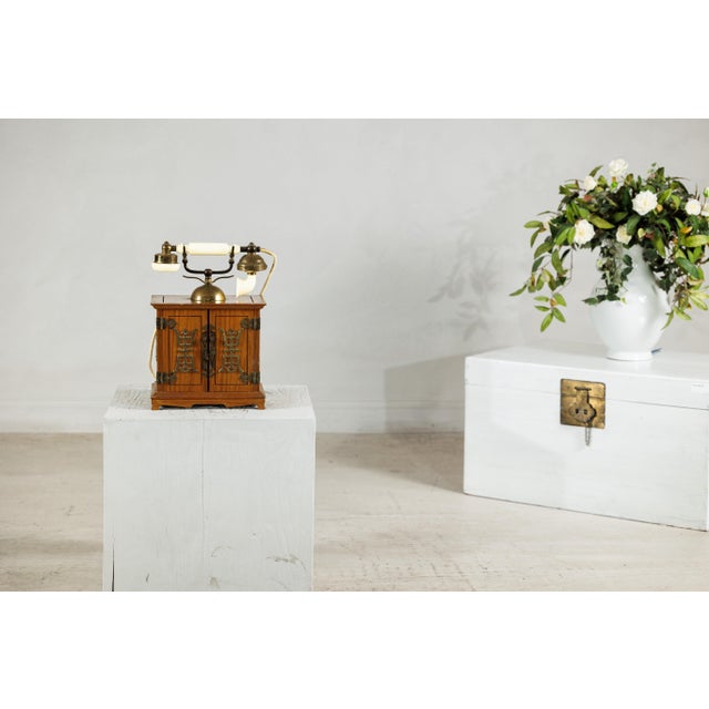 Vintage Chinese Telephone with Brass Details and French-Inspired Design For Sale - Image 18 of 18