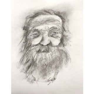 “Sage Advice” Contemporary Charcoal Portrait Drawing by Nancy Smith For Sale