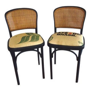 Vintage Thonet Prague Style Bar Stools - A Pair For Sale