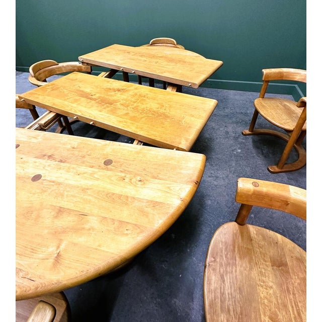 Brutalist Sculptured Chairs and Alder Wood Table by Team, Set of 7 For Sale - Image 4 of 16