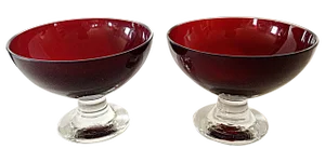 Cranberry Glass Compotes - a Pair