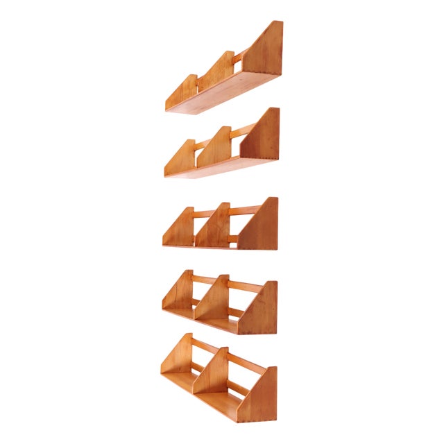 Beech Wall Shelves by Hans J. Wegner for Ry Møbler, 1950s, Set of 5 For Sale