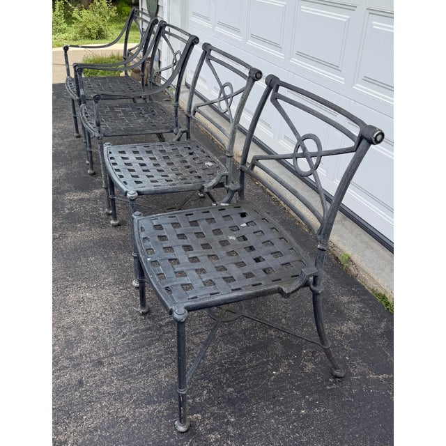 Vintage Woodard Delphi Outdoor 4 Cast Aluminum Chairs For Sale - Image 12 of 12