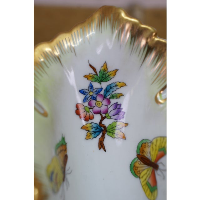 Herend VTG Herend Hungary Queen Victoria Porcelain Double Leaf Trinket Dish Tray Vbo For Sale - Image 4 of 14