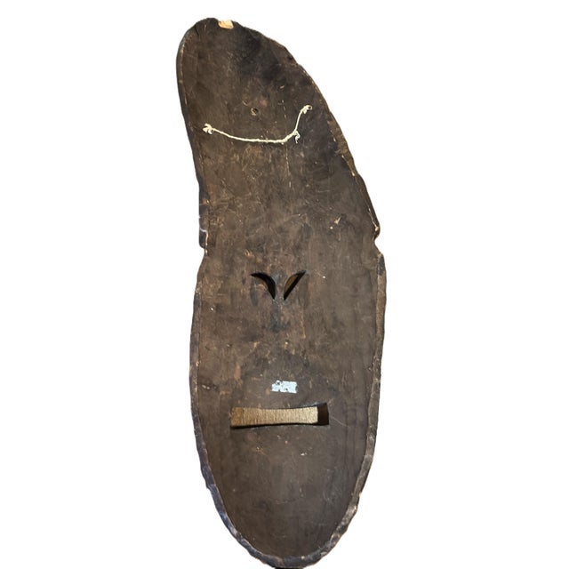 Coffee Large Lightweight Hand-Carved Tribal Mask 23" Tall For Sale - Image 8 of 18
