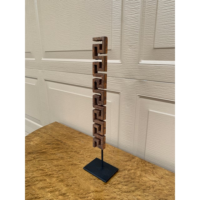 Art Deco Early 20th-Century Iron Greek Key Architectural Fragment on Custom Mount For Sale - Image 3 of 9