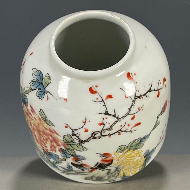 This is a charming vintage Chinese porcelain water coupe, also known as a "horse-hoof" form vessel, traditionally used by...