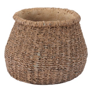 Braided Weave Cement Vase 6"D For Sale