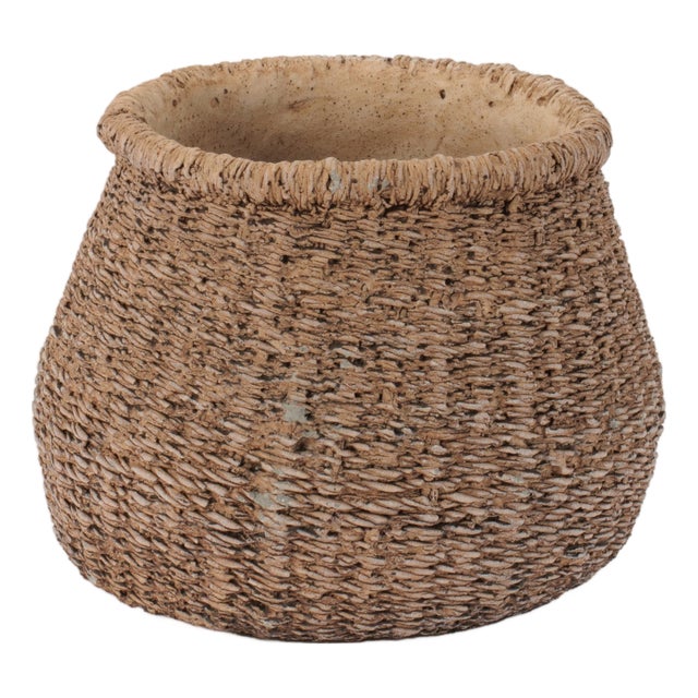 Braided Weave Cement Vase 6"D For Sale