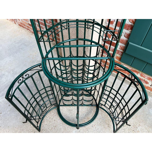 Green Vintage French Bistro Wine Rack Iron Birdcage Green Tall Patio Bar 21 Bottle For Sale - Image 8 of 18