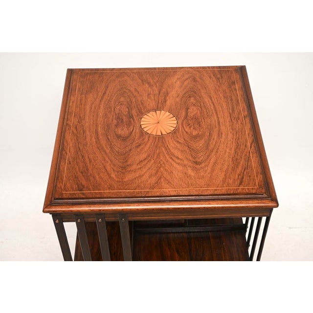 1900 - 1909 Antique Edwardian Inlaid Revolving Bookcase, 1900s For Sale - Image 5 of 7