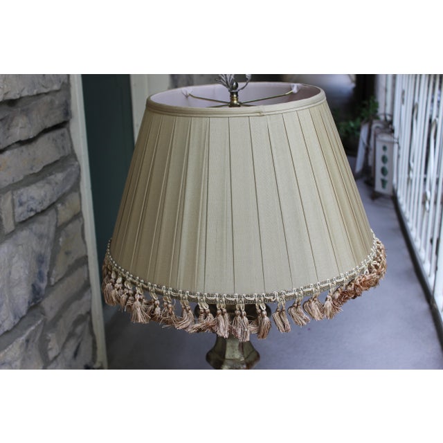 Transitional Traditional Table Lamp by John Richards Lamp With Tassel Trimmed Shade For Sale - Image 3 of 18