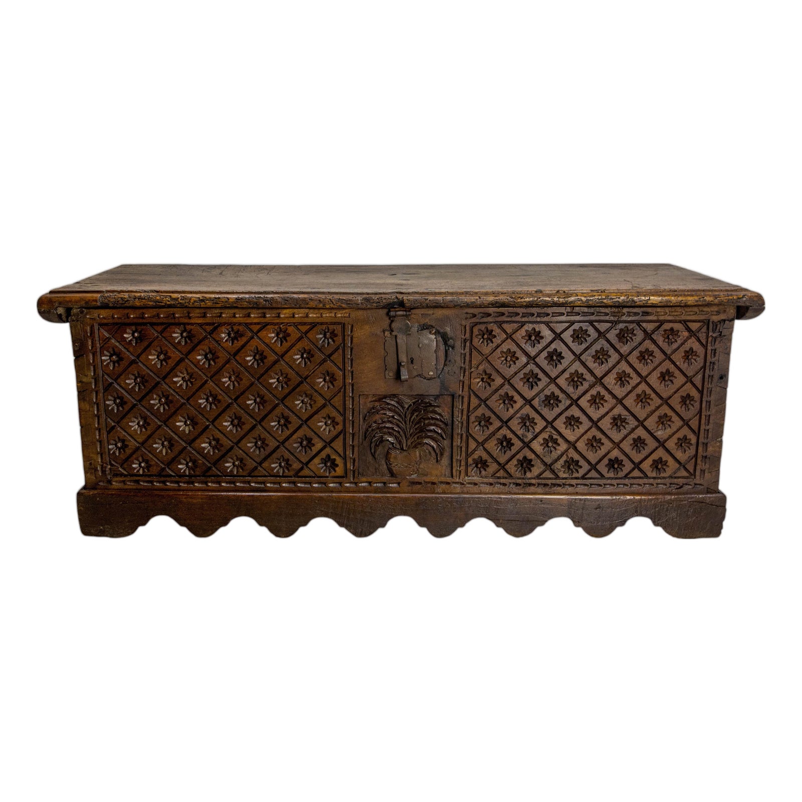 Spanish Chest in Carved Walnut, 1700s | Chairish