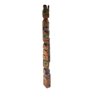 Early 20th Century Northwest Coast Native American Indian Polychrome Totem Pole For Sale