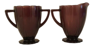 Hazel Atlas Amethyst Newport Cream and Sugar - A Pair