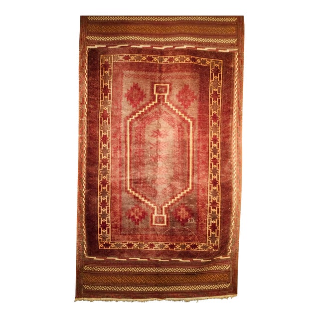 Antique Baluch Tribal Area Rug, Handwoven Wool Pile, Geometric Design For Sale