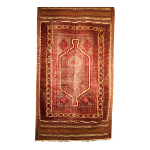 Antique Baluch Tribal Area Rug, Handwoven Wool Pile, Geometric Design