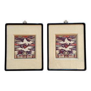 Rare Pair Korean Embroidery Civil Rank Badges Joseon Dynasty