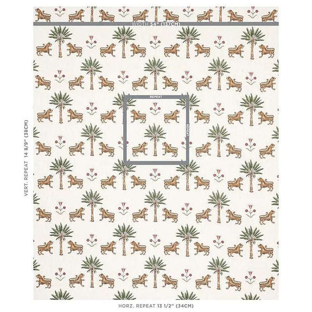 Tiger Palm is an open, organized pattern printed on a soft linen ground. Inspired by antique block prints, this versatile,...