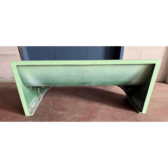 Plastic Mid-Century Large Mint Green Fibreglass Garden Bench, 1960s For Sale - Image 7 of 9