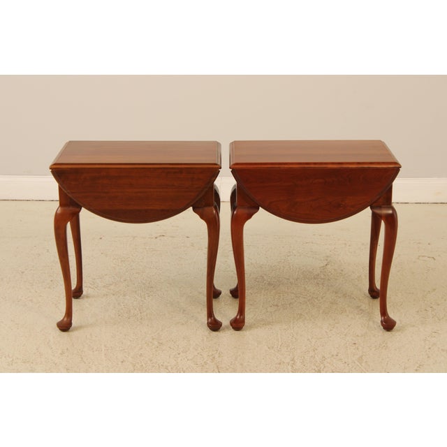 1990s Pair Stickley Cherry Drop Lead Living Room End Tables For Sale - Image 5 of 18